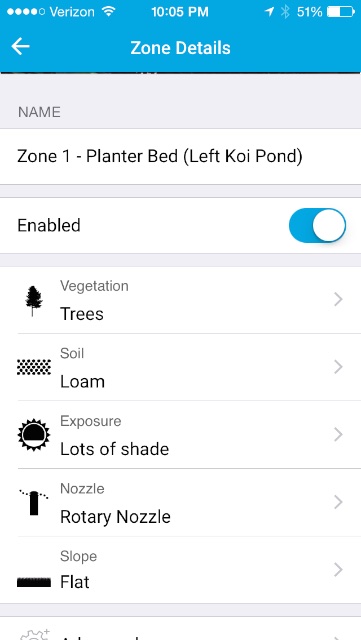 Rachio Iro App Zone Configuration