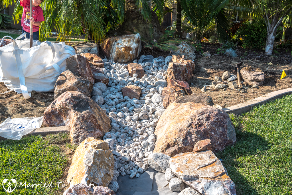 Dry Creek Bed - Medium River Rock Placement